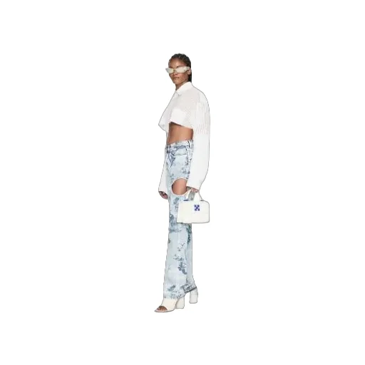 Off-White Striped Long-Sleeved Cropped Shirt