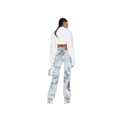 Off-White Striped Long-Sleeved Cropped Shirt