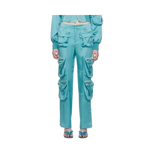 Blumarine Straight Leg Satin Cargo Pants