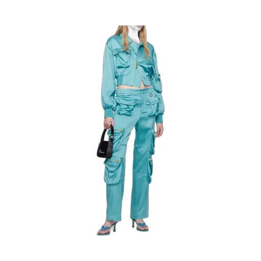 Blumarine Straight Leg Satin Cargo Pants