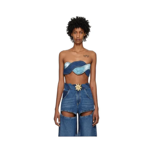 Denim Patchwork-Design Top