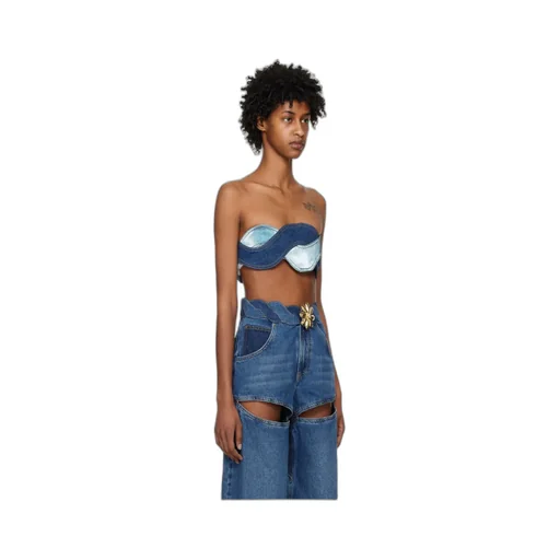 Denim Patchwork-Design Top