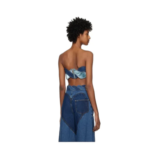 Denim Patchwork-Design Top