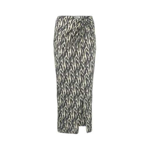 Twist-Front Printed Sarong Skirt