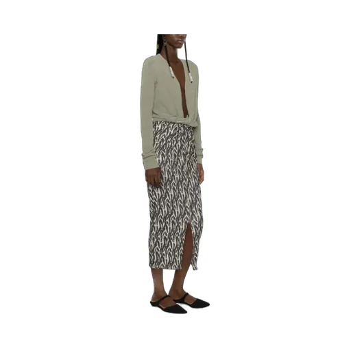 Twist-Front Printed Sarong Skirt