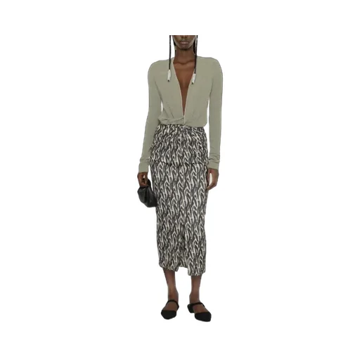 Twist-Front Printed Sarong Skirt