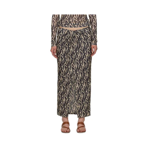 Twist-Front Printed Sarong Skirt