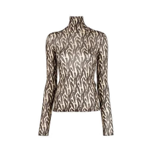 Graphic-Print Roll-Neck Top