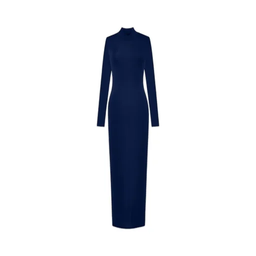 Saint Laurent High Neck Long-Sleeved Dress