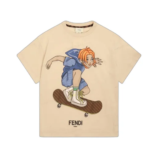 Fendi Kids Graphic Printed Crewneck T-Shirt