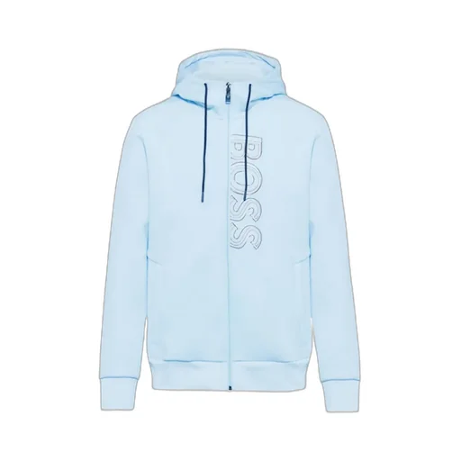 Logo Embroidered Zipper Hooded Casual Coat