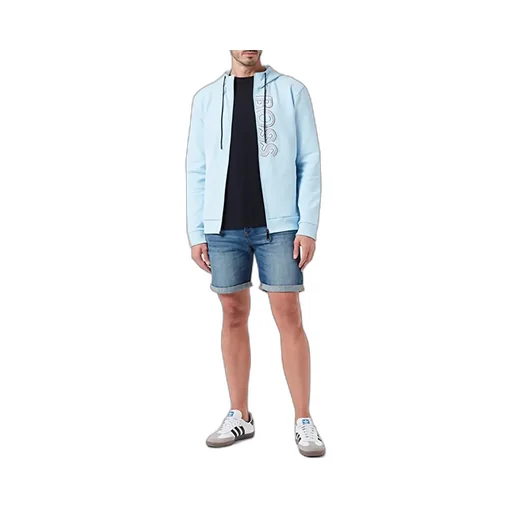 Logo Embroidered Zipper Hooded Casual Coat