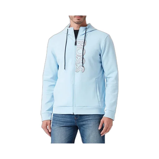 Logo Embroidered Zipper Hooded Casual Coat