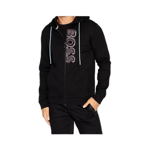 Logo Zipper Hooded Casual Coat