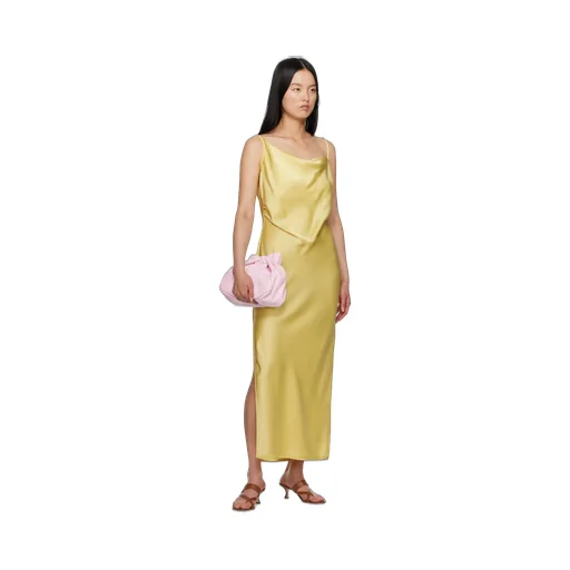 Asymmetric Draped Satin Dress