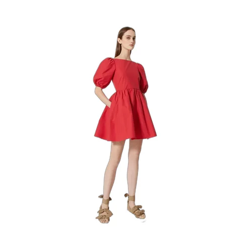 Redvalentino Taffeta Puff Sleeved Dress