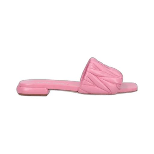 Miu Miu Logo Matelassé Slip-On Sandals
