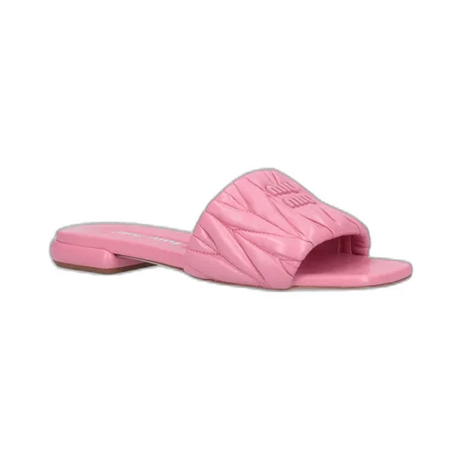 Miu Miu Logo Matelassé Slip-On Sandals