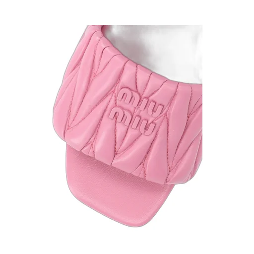 Miu Miu Logo Matelassé Slip-On Sandals