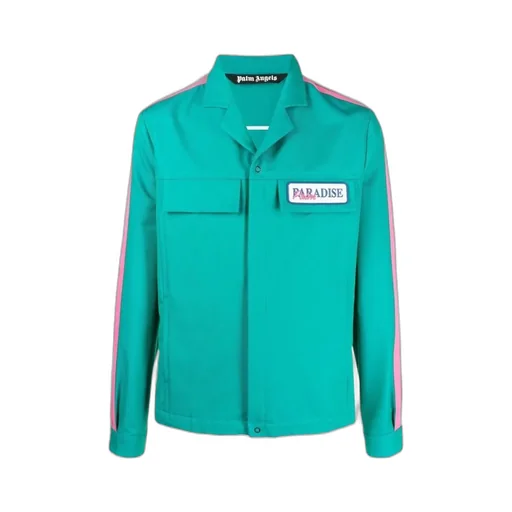 Palm Angels Paradise-Embroidered Concealed Fastened Overshirt
