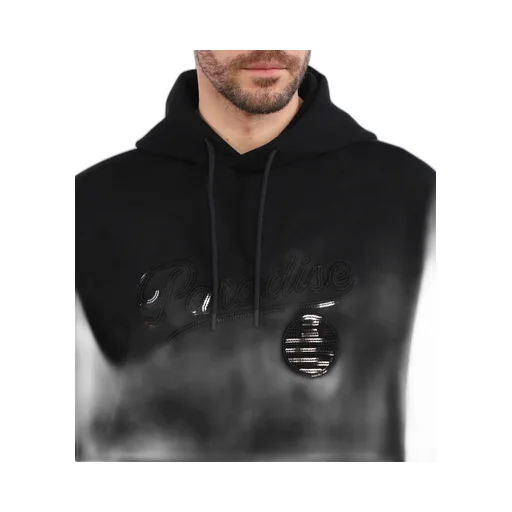 Sequin-Embellished Drawstring Hoodie