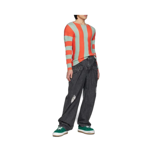 Pleated Striped T- Shirt
