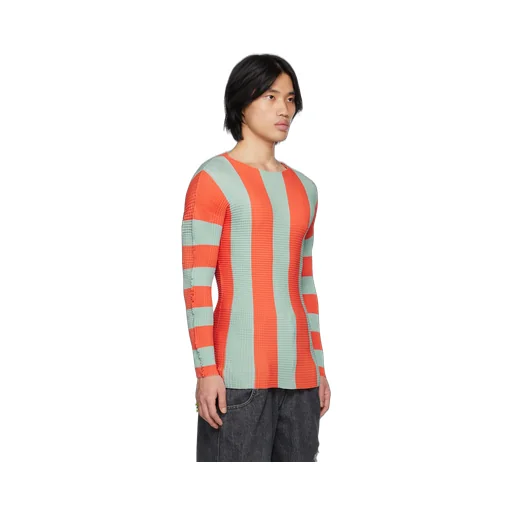 Pleated Striped T- Shirt