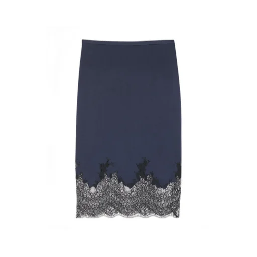 Saint Laurent Lace Detailed Midi Skirt