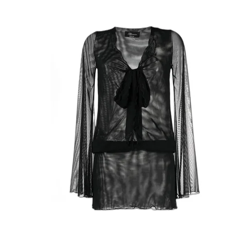 Sheer Front-Tie Mini Dress