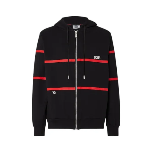 Stripe-Print Zip-Up Hoodie