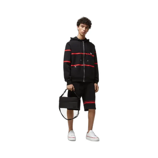 Stripe-Print Zip-Up Hoodie