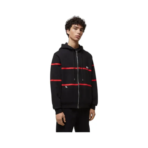 Stripe-Print Zip-Up Hoodie