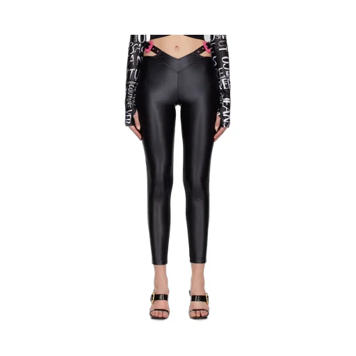 Polished-Finish Buckle-Detail Leggings
