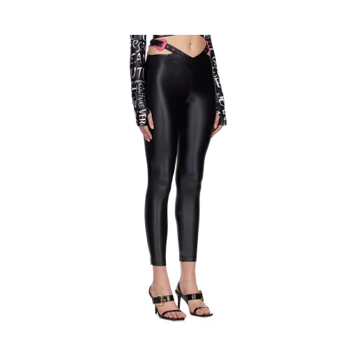 Polished-Finish Buckle-Detail Leggings