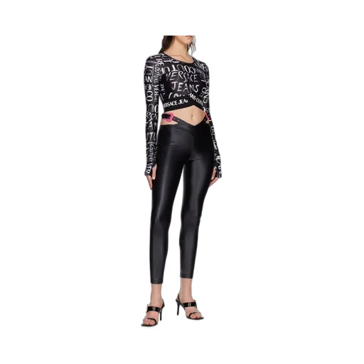 Polished-Finish Buckle-Detail Leggings