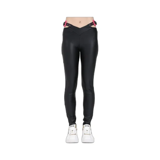 Polished-Finish Buckle-Detail Leggings
