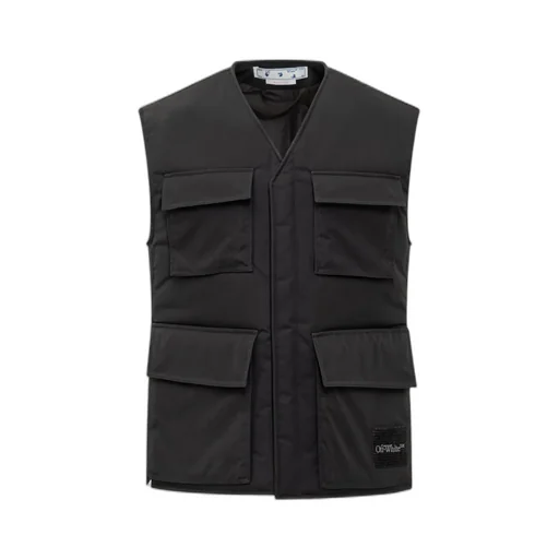 Off-White Wave Tag V-Neck Padded Vest
