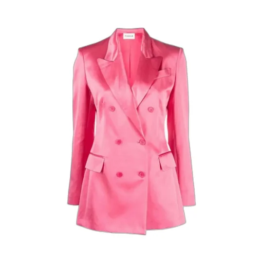 Satin-Finish Double-Breasted Blazer