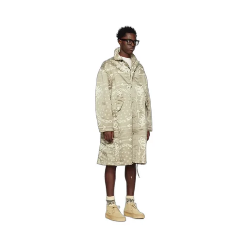 Bandana Print Snap Zipper Coat