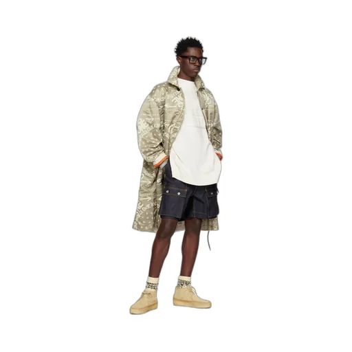 Bandana Print Snap Zipper Coat