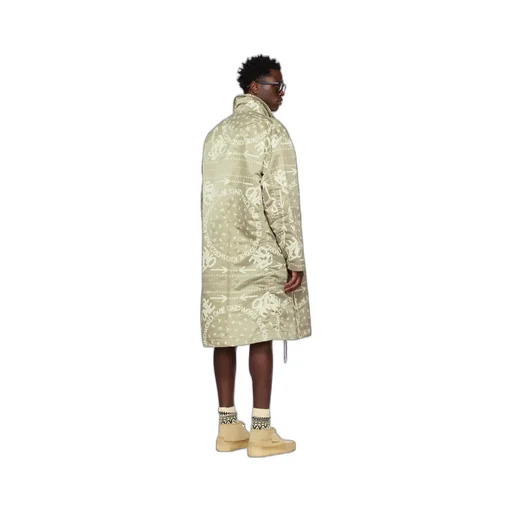 Bandana Print Snap Zipper Coat