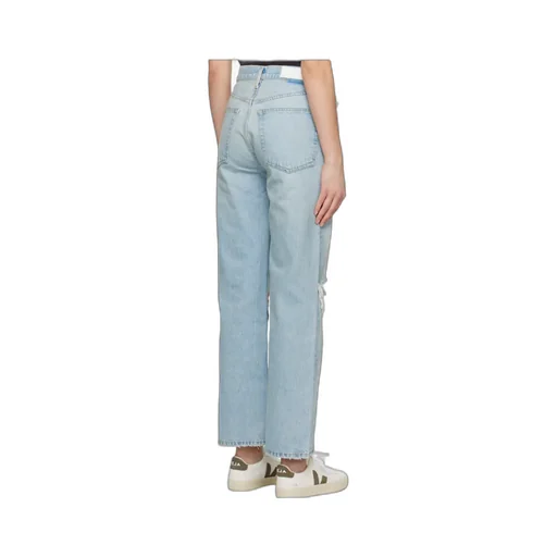 Ripped-Detail Straight-Leg Jeans