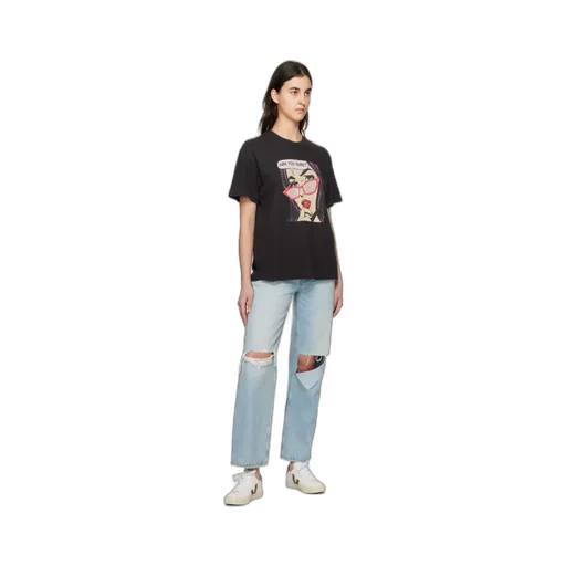 Ripped-Detail Straight-Leg Jeans
