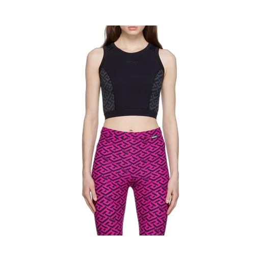 Black Greca Print Vest Top
