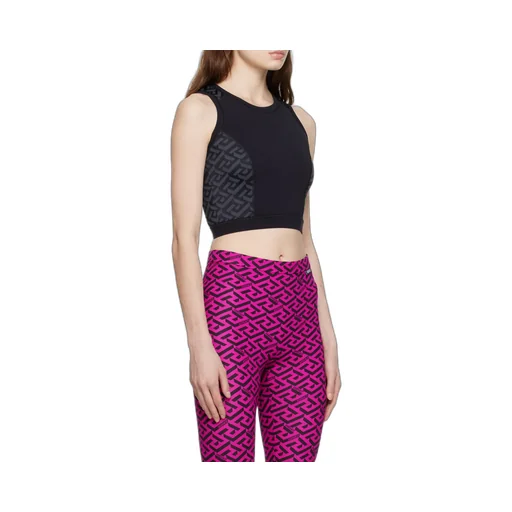 Black Greca Print Vest Top