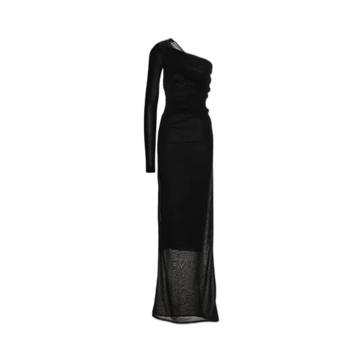 Saint Laurent One-Shoulder Draped Maxi Dress