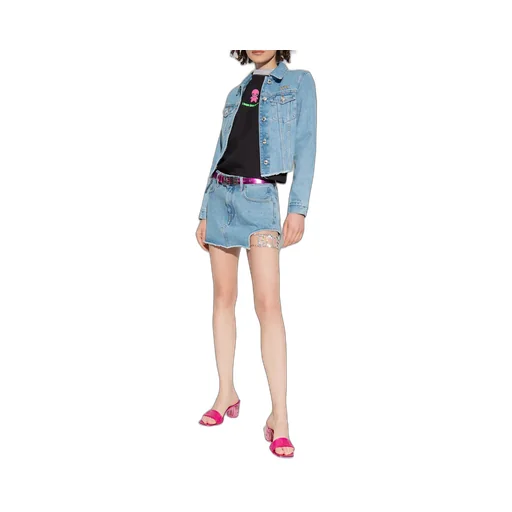 Logo-Plaque Cropped Denim Jacket