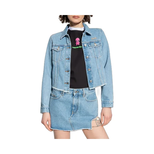 Logo-Plaque Cropped Denim Jacket