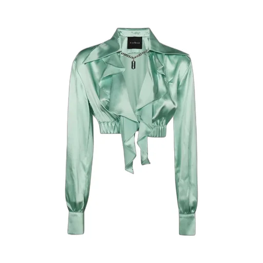 Ruffled Silk Cropped Shirt