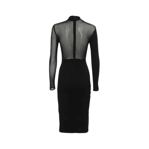 Mesh-Insert Embellished Party Dress